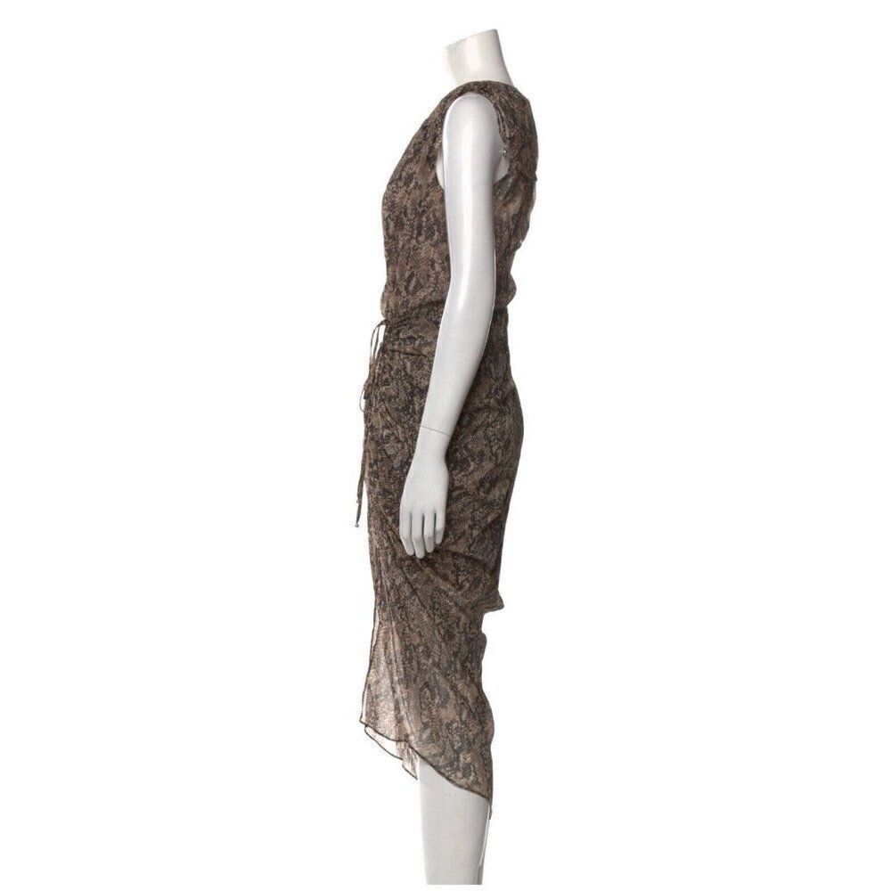 Veronica Beard Authentic Brown Black Snake Print V Neck Tank Dress 10 Medium - Picture 2 of 6